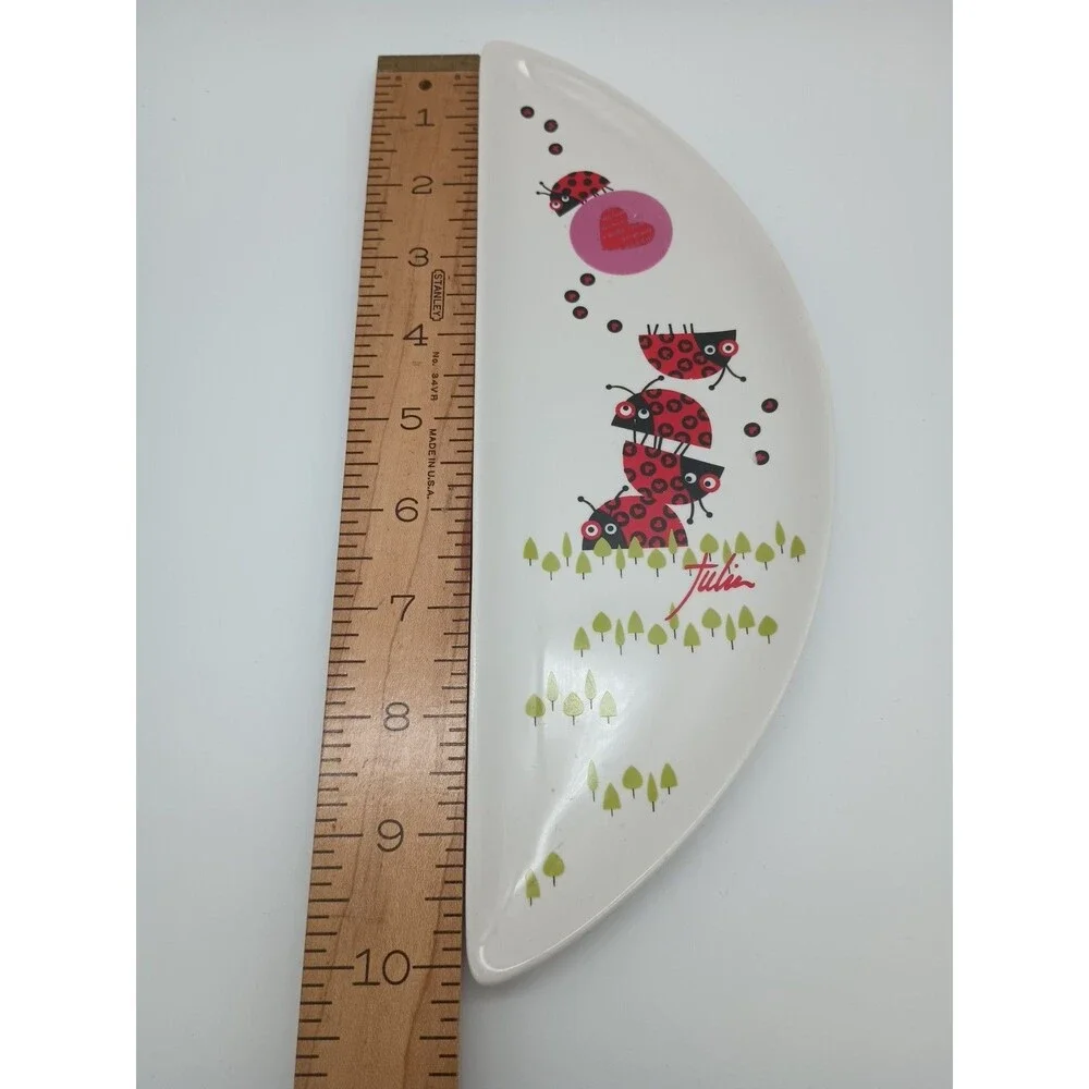 Julien Chung Half Moon Dish Ladybug Love Lovely Trees Hearts